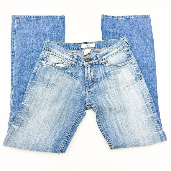 Armani Exchange Parras Dark Stone Light Wash Wide Leg Denim Jeans Size 2 Short - Picture 4 of 8